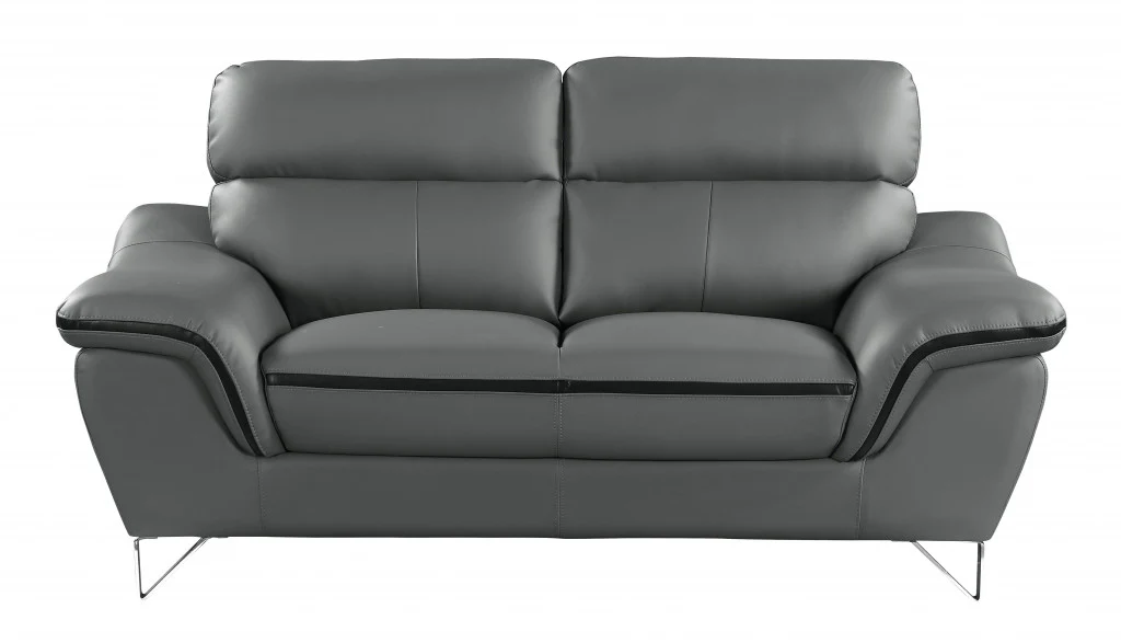 36" Charming Grey Leather Sofa By Homeroots
