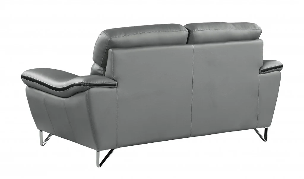 36" Charming Grey Leather Sofa By Homeroots - Image 3