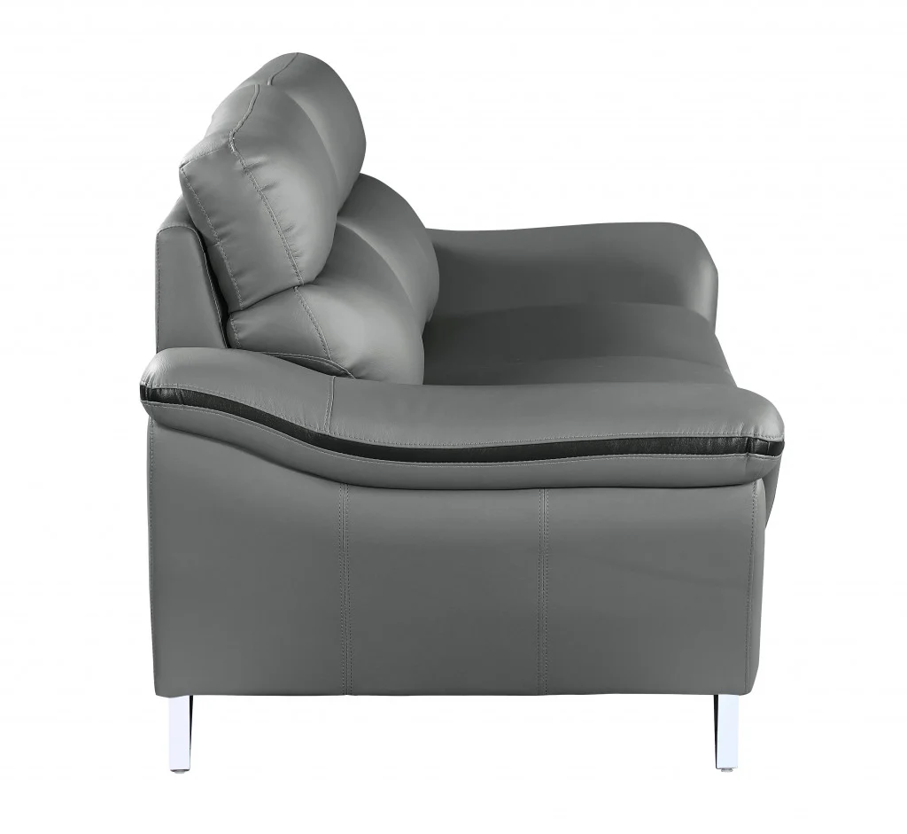 36" Charming Grey Leather Sofa By Homeroots - Image 4