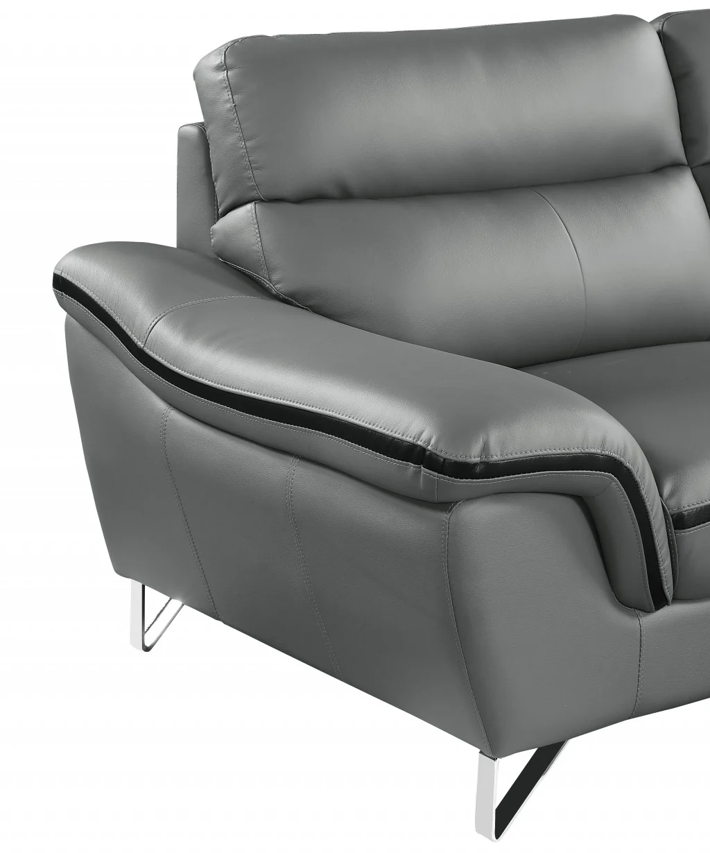 36" Charming Grey Leather Sofa By Homeroots - Image 5