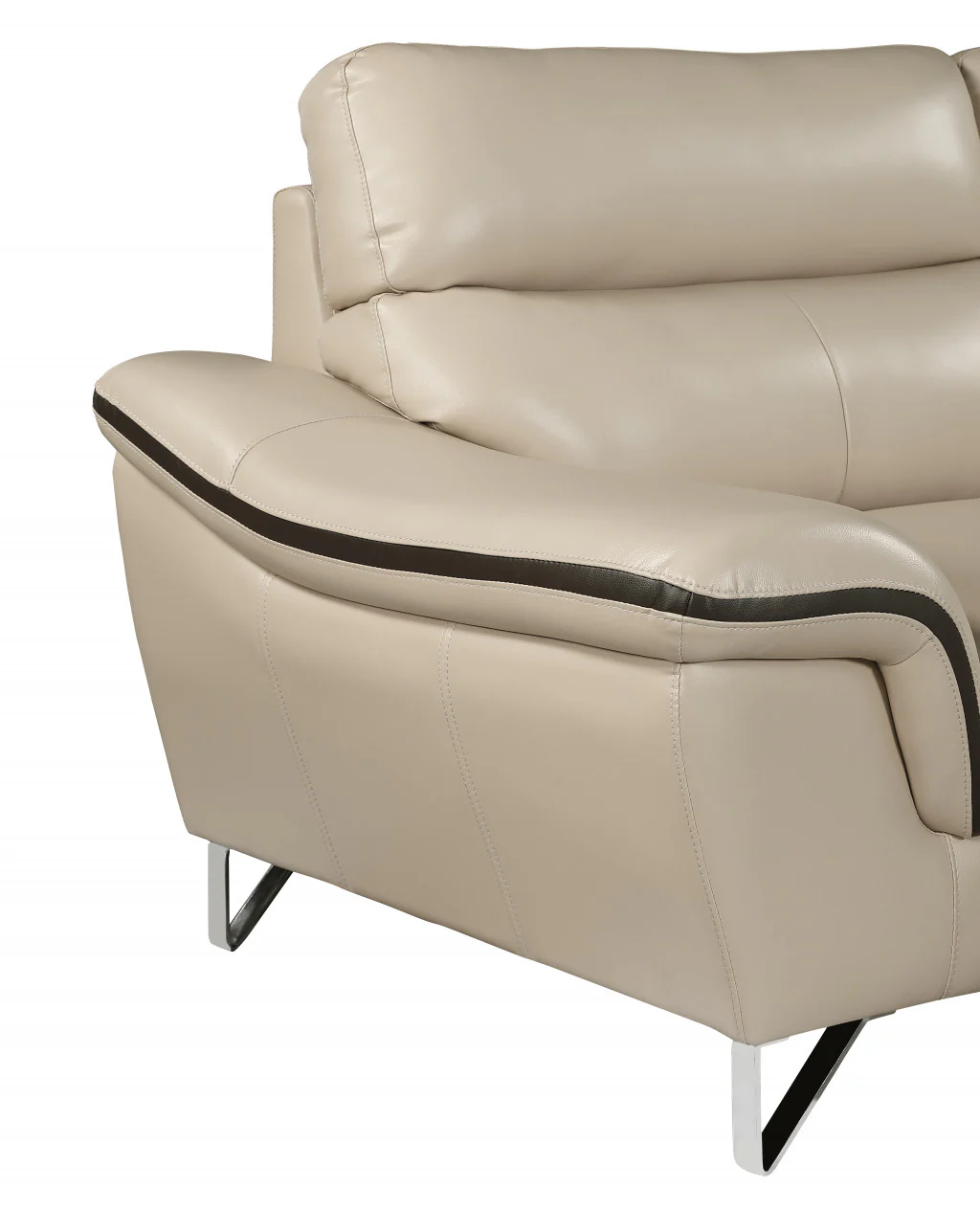 36" Contemporary Beige Leather Loveseat By Homeroots - Image 4
