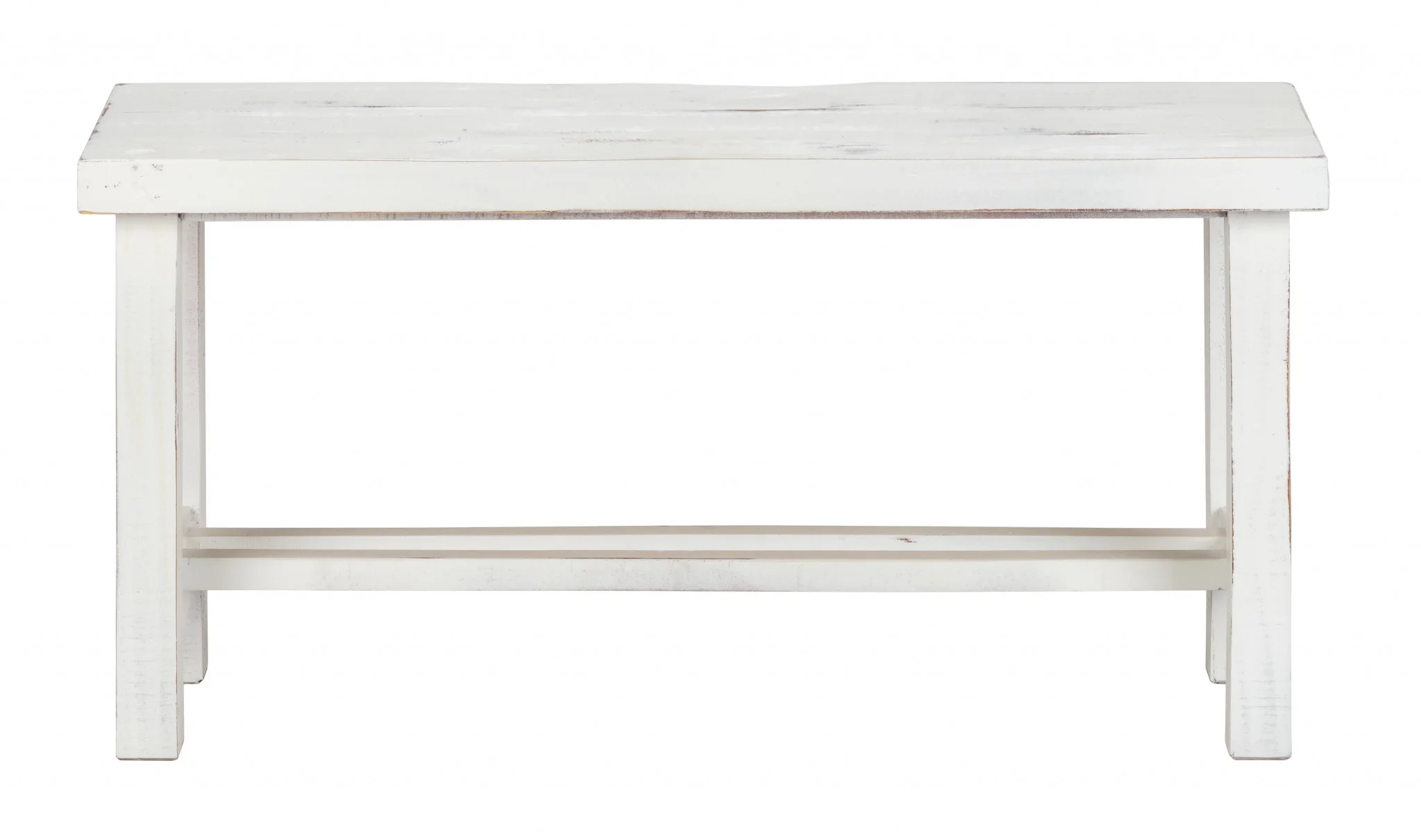 36" Rustic White Distressed Bench By Homeroots