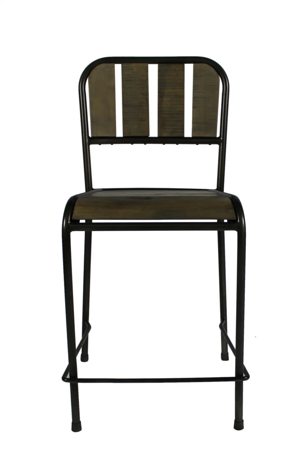 37" Brown And Black Retro Reclaimed Wood and Metal Counter Height Bar Chair By Homeroots