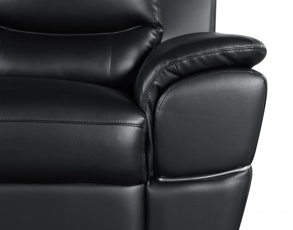 37" Chic Black Leather Loveseat By Homeroots - Image 4