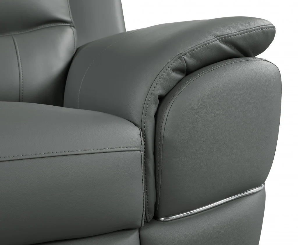 37" Grey Chic Leather Recliner Chair By Homeroots - Image 4
