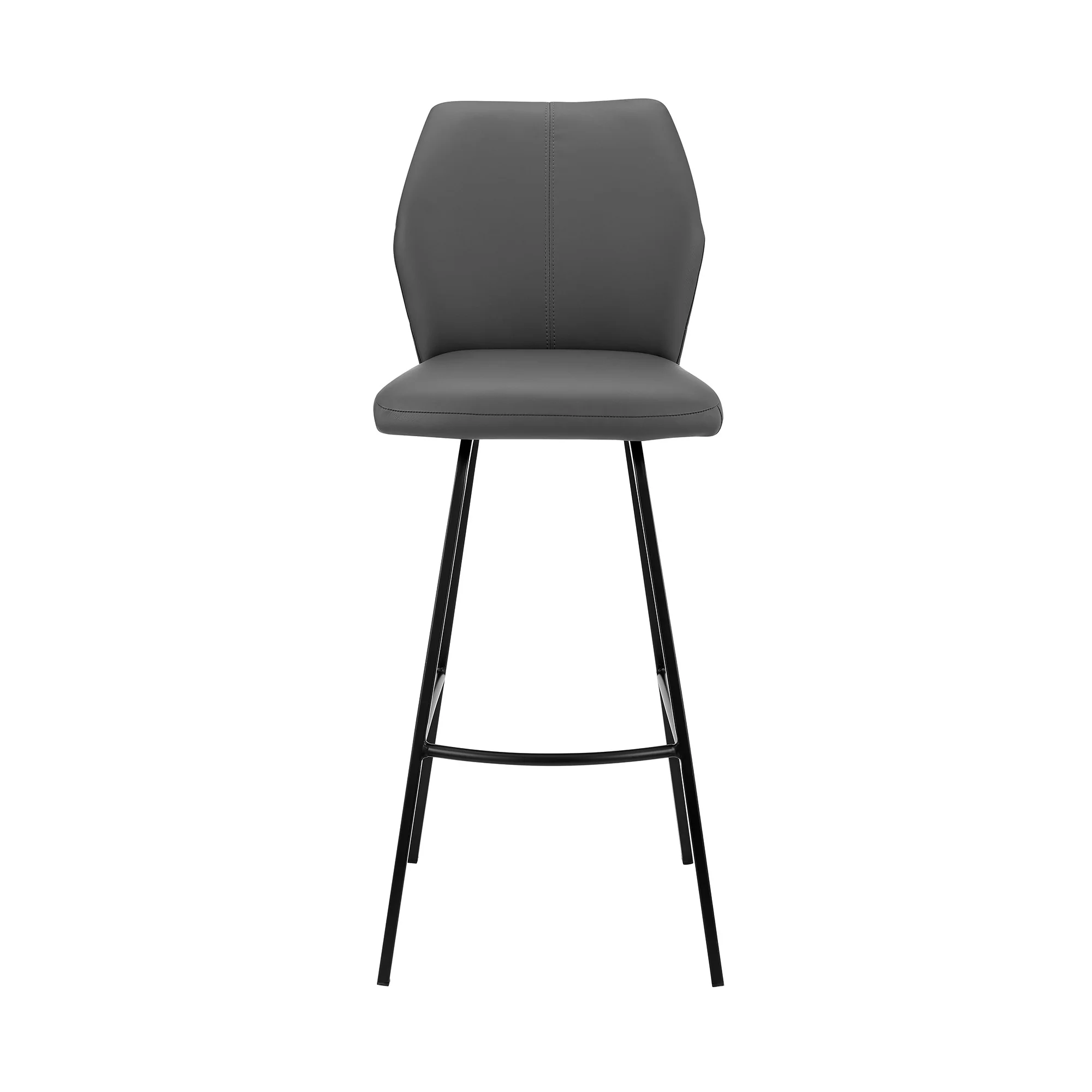 38" Gray Faux Leather And Iron Counter Height Bar Chair By Homeroots - Image 2