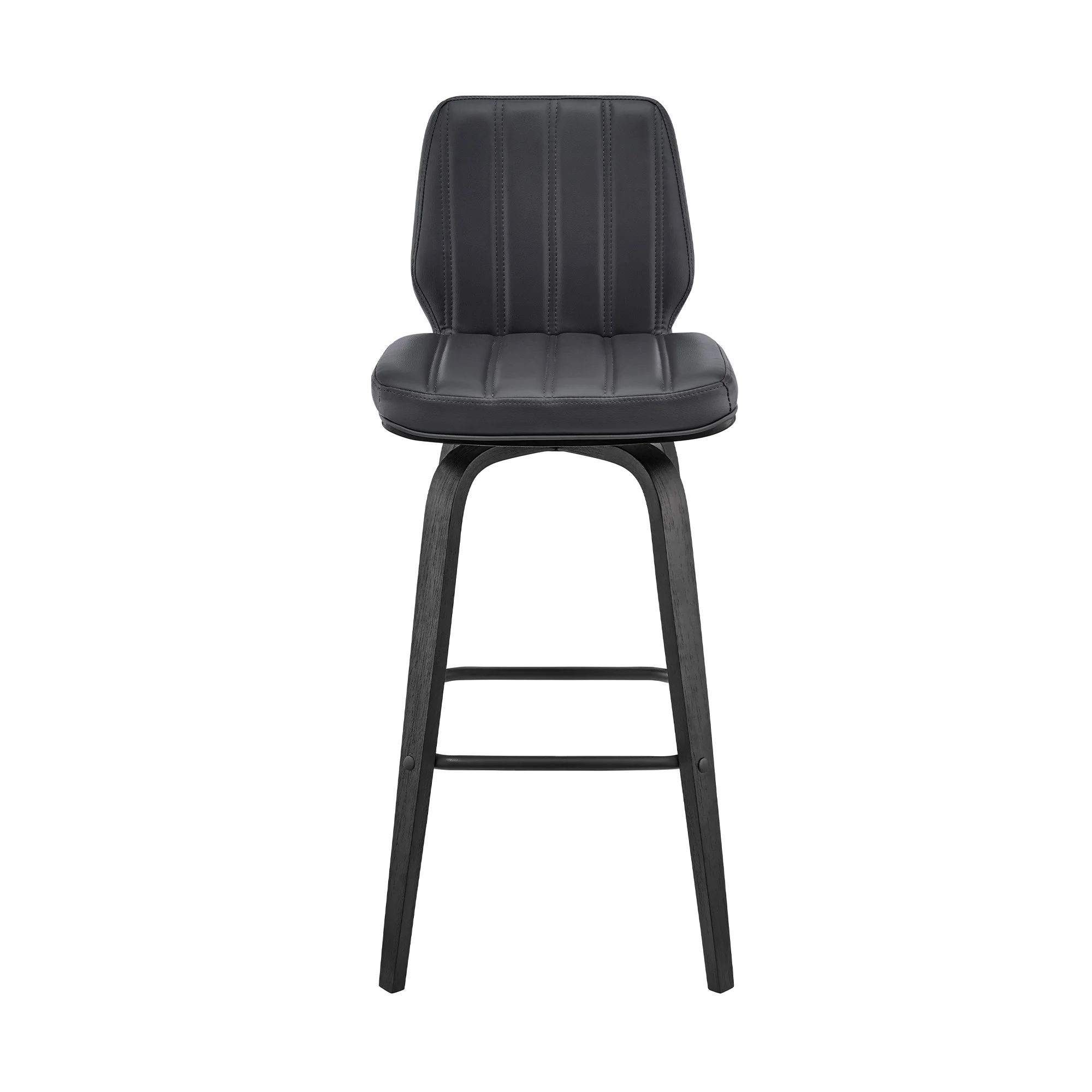 38" Gray Faux Leather And Iron Swivel Bar Height Chair By Homeroots - Image 2