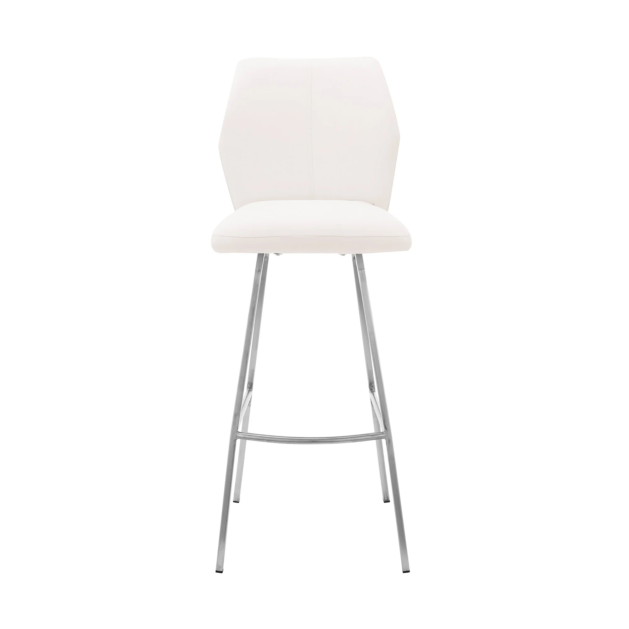 38" White Faux Leather And Iron Counter Height Bar Chair By Homeroots - Image 2