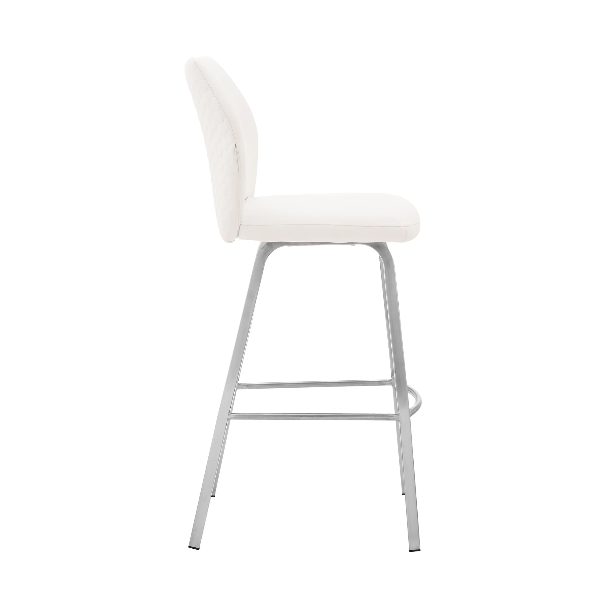 38" White Faux Leather And Iron Counter Height Bar Chair By Homeroots - Image 3