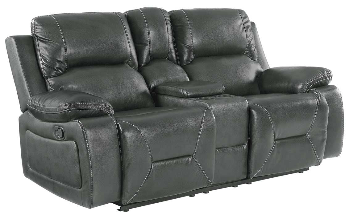 40" Classy Grey Leather Loveseat By Homeroots