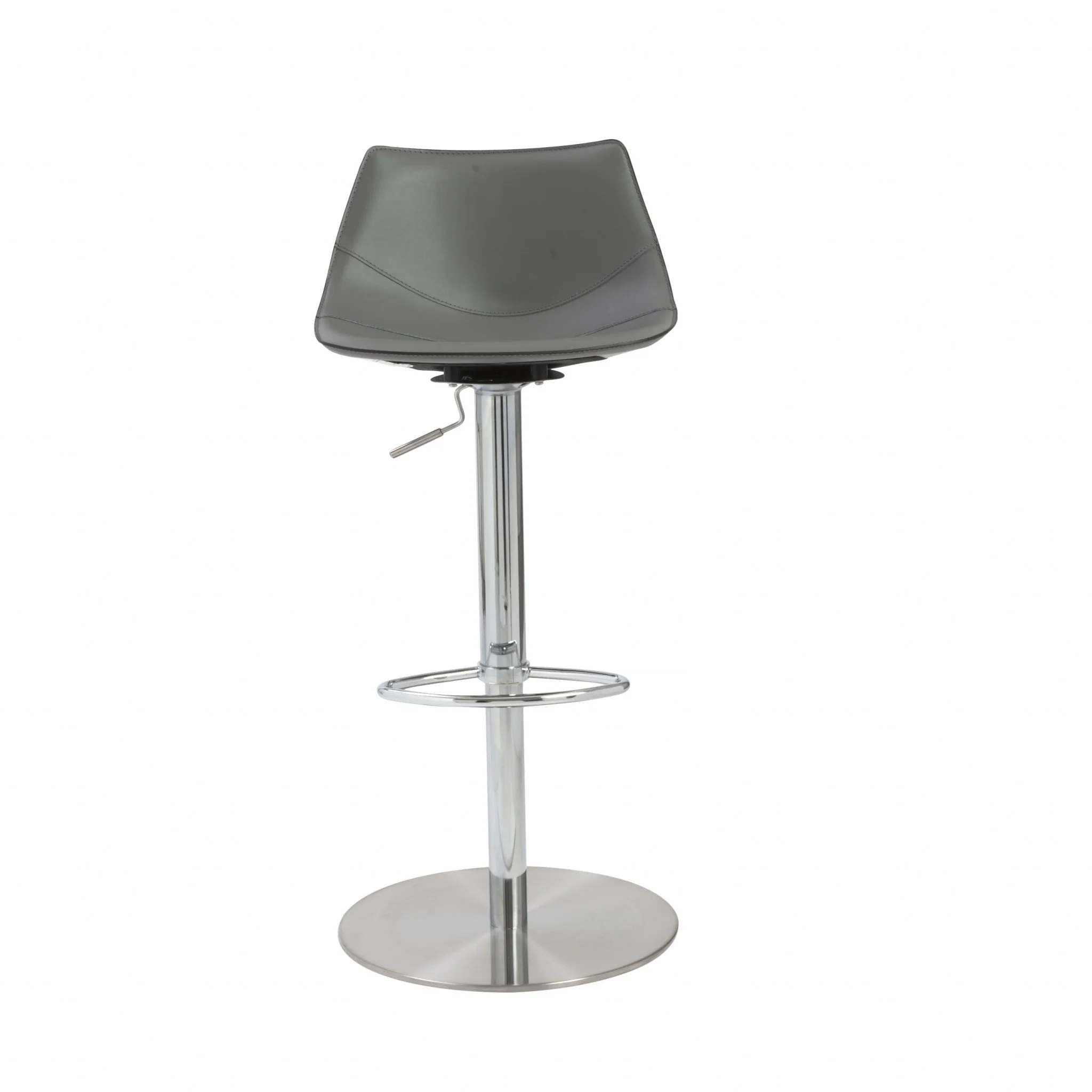 40" Gray And Silver Steel Swivel Low Back Bar Height Chair With Footrest By Homeroots