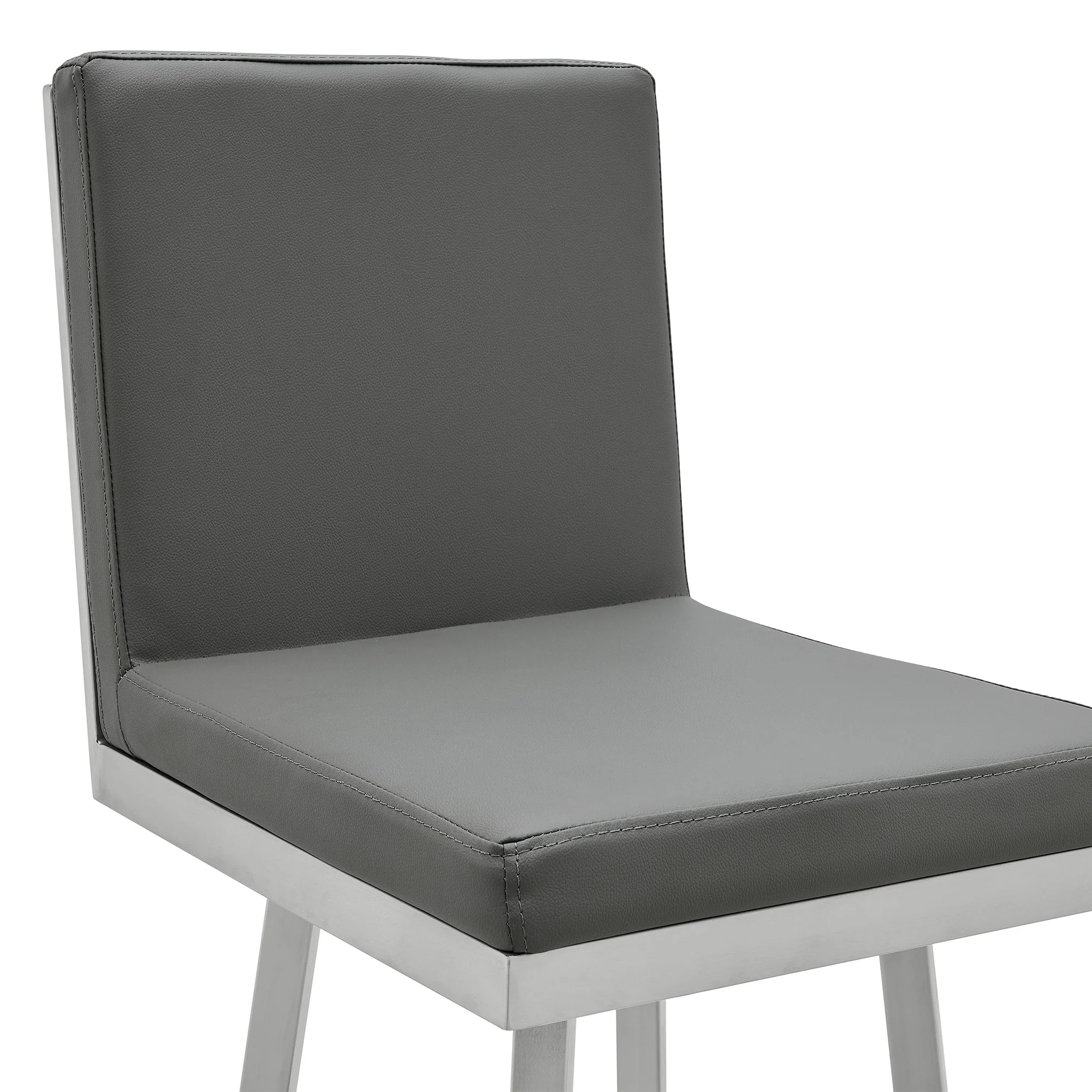 40" Gray Faux Leather And Iron Swivel Counter Height Bar Chair By Homeroots - Image 5