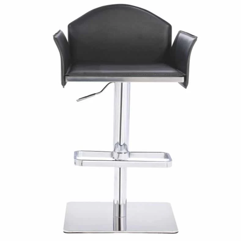 41' Black Eco Leather And Steel Bar Stool By Homeroots