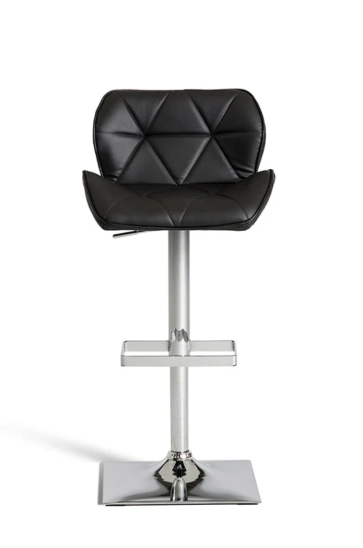 42' Black Eco Leather And Steel Bar Stool By Homeroots