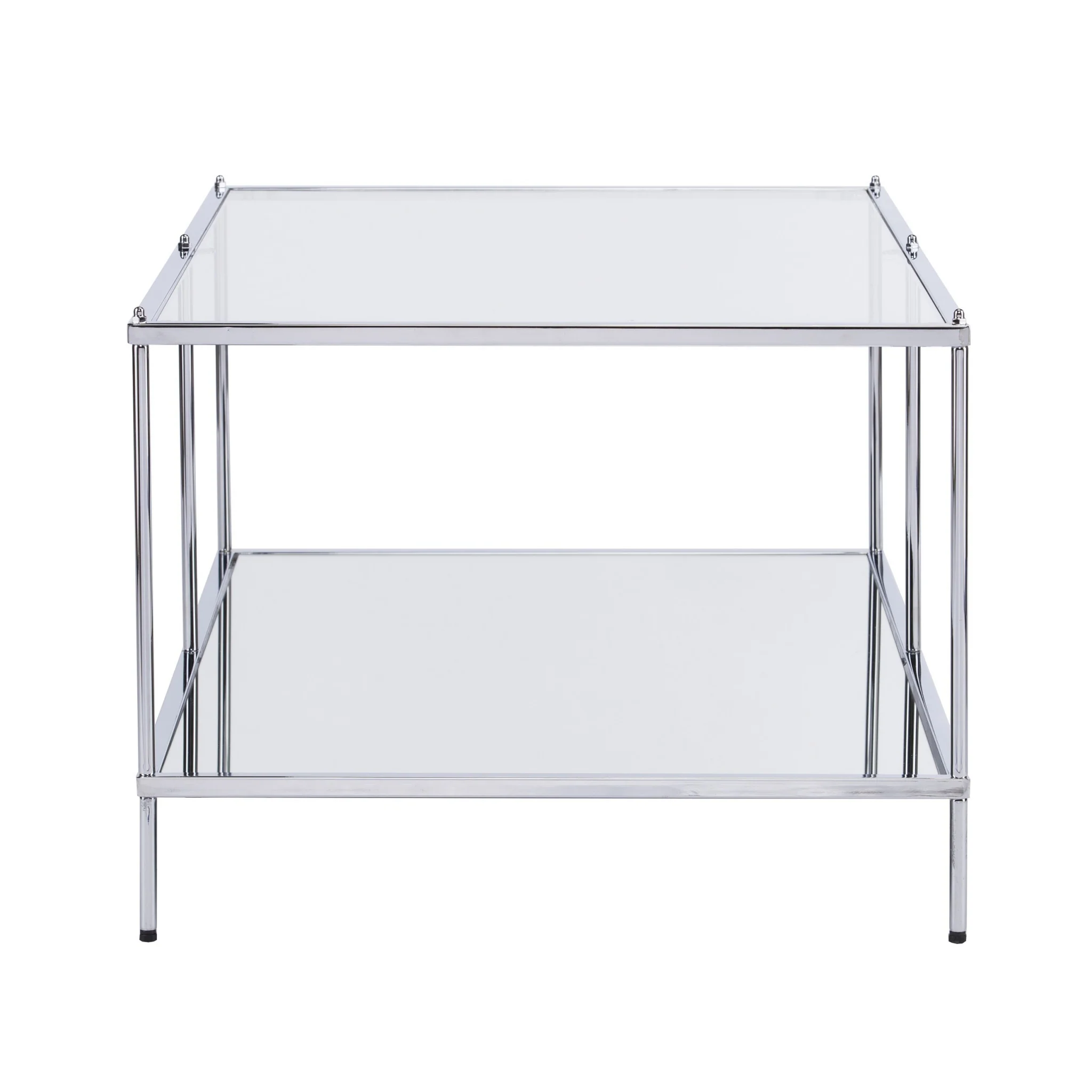 42" Chrome Glass And Metal Rectangular Mirrored Coffee Table By Homeroots - Image 4