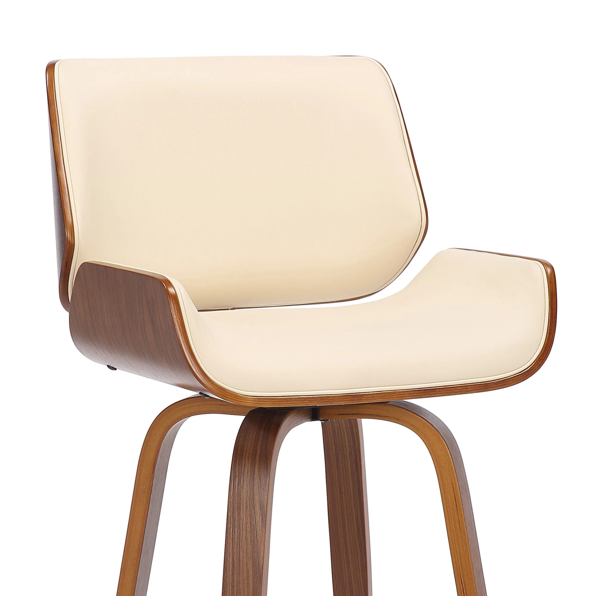 42" Cream Faux Leather And Solid Wood Swivel Bar Height Chair By Homeroots - Image 7