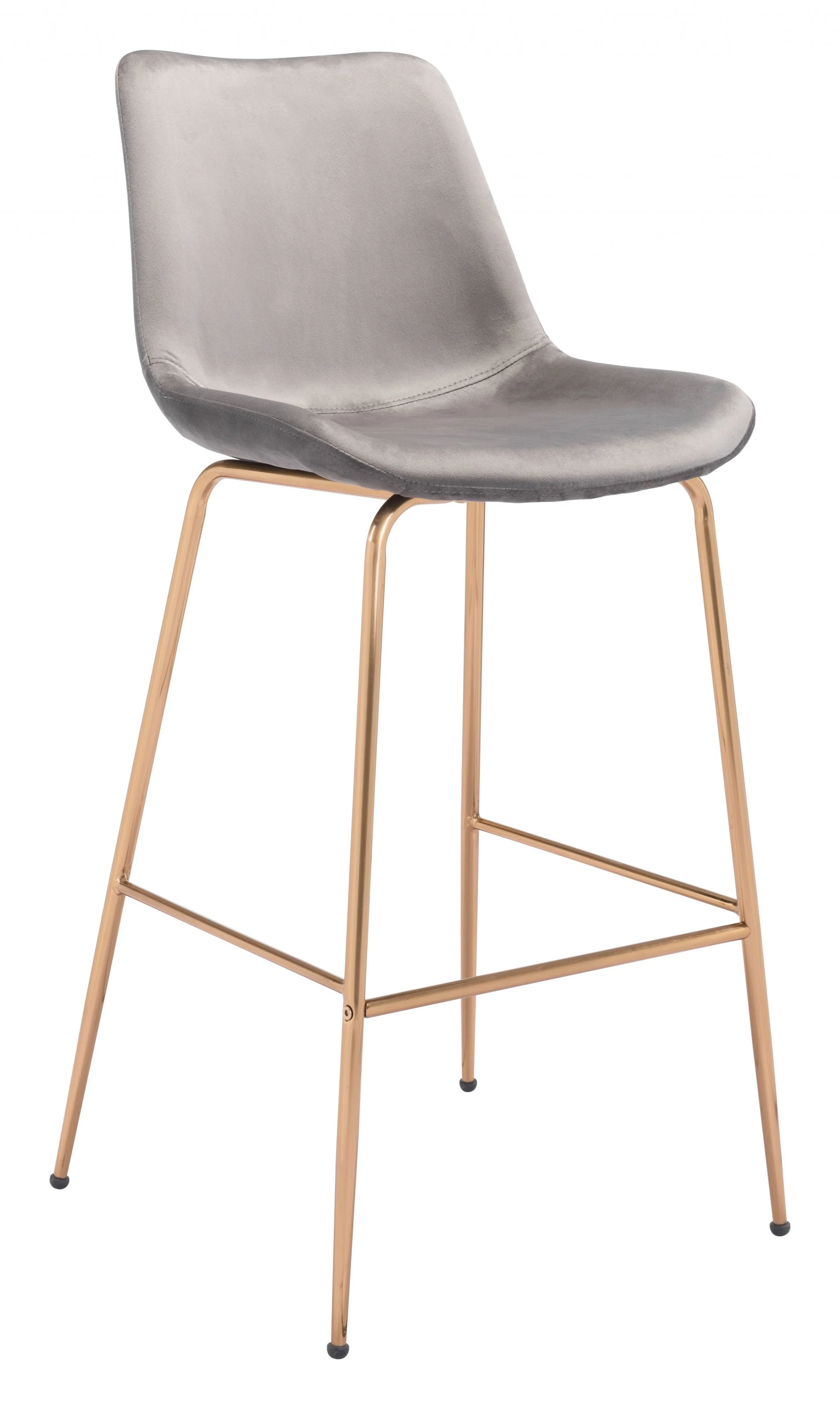 43" Gray Copper Steel Low Back Bar Height Chair With Footrest By Homeroots