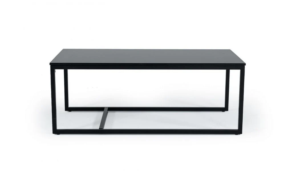 47" Black And Black Marble Stone Rectangular Coffee Table By Homeroots