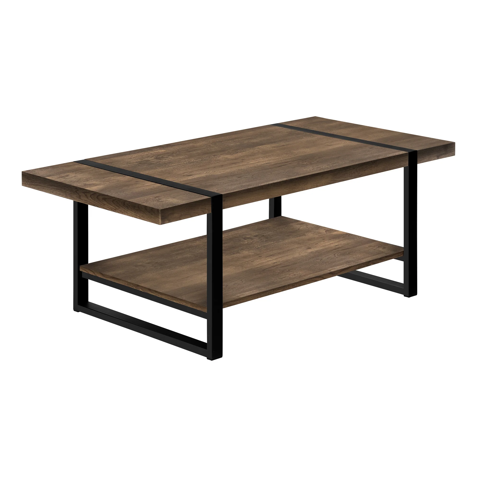 47" Brown And Black Rectangular Coffee Table With Shelf By Homeroots