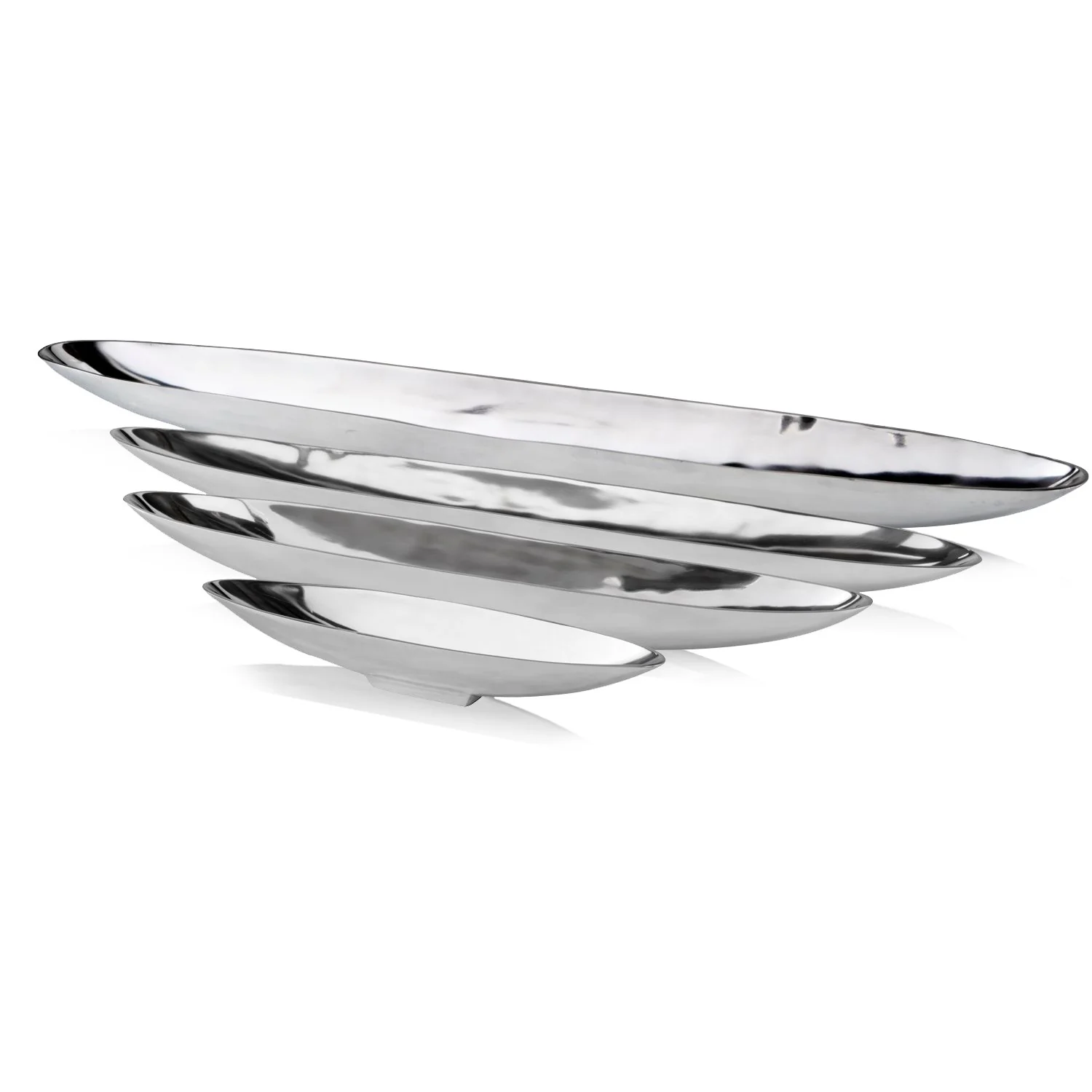 47' Contempo Shiny Silver Extra Large Long Boat Tray By Homeroots - Image 3