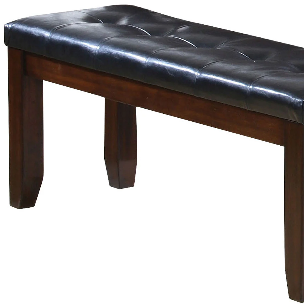 48" Black And Cherry Upholstered PU Leather Bench By Homeroots - Image 3