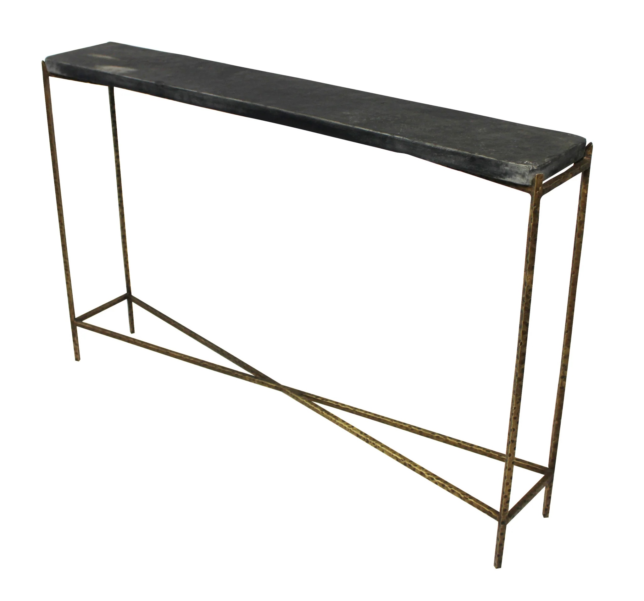 48" Black and Gold Stone Frame Console Table By Homeroots