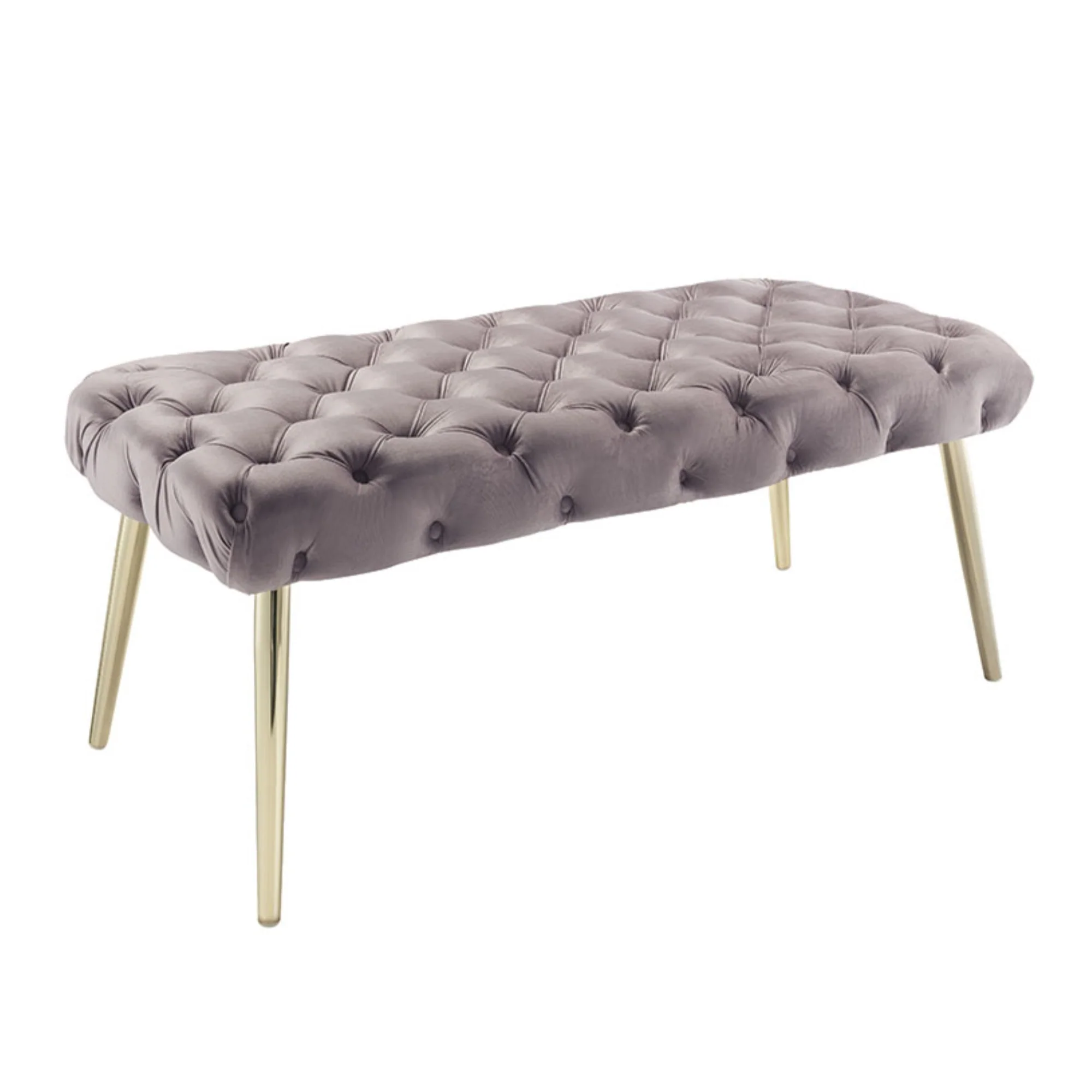 48" Lilac And Gold Upholstered Velvet Bench By Homeroots