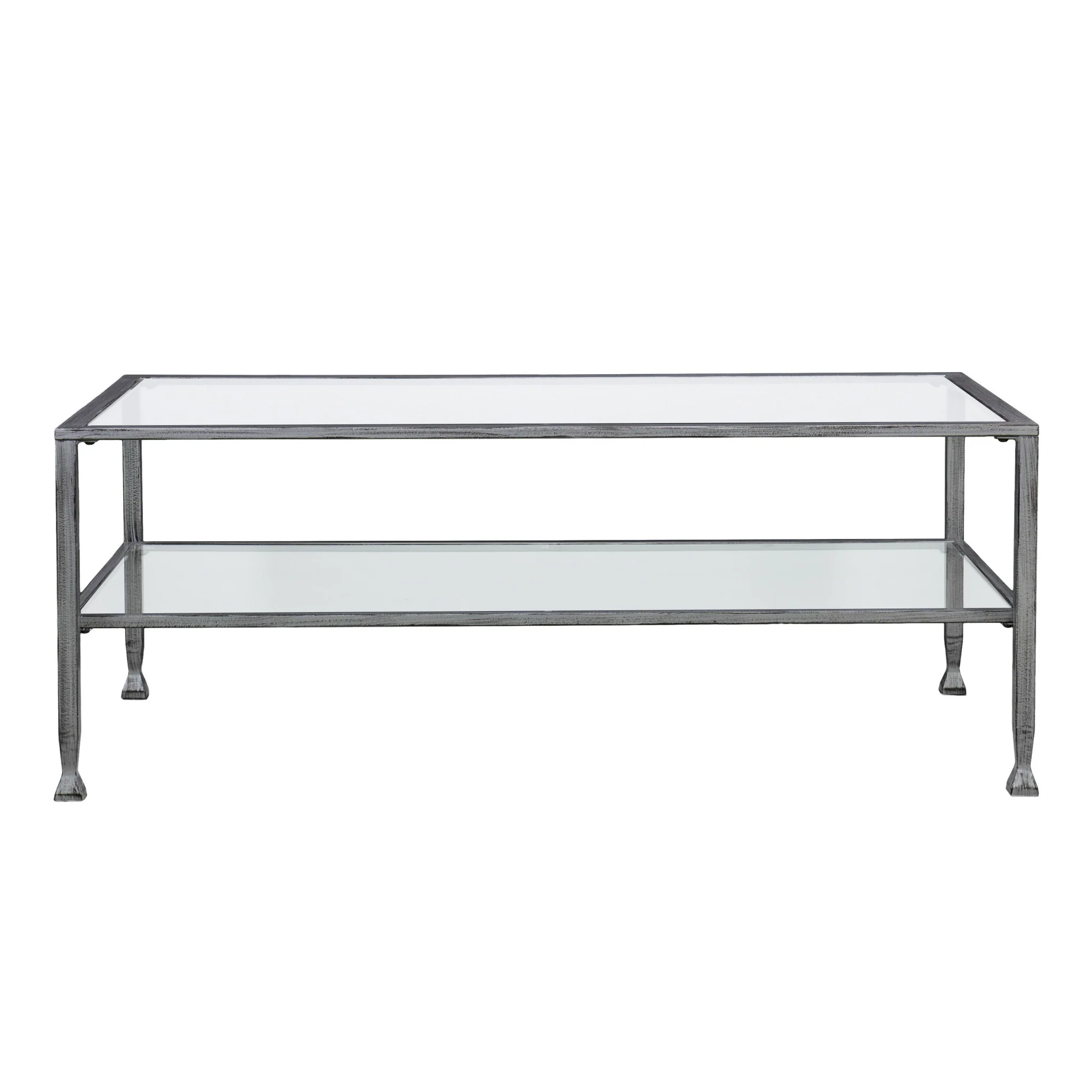 48" Silver Glass And Metal Rectangular Coffee Table By Homeroots