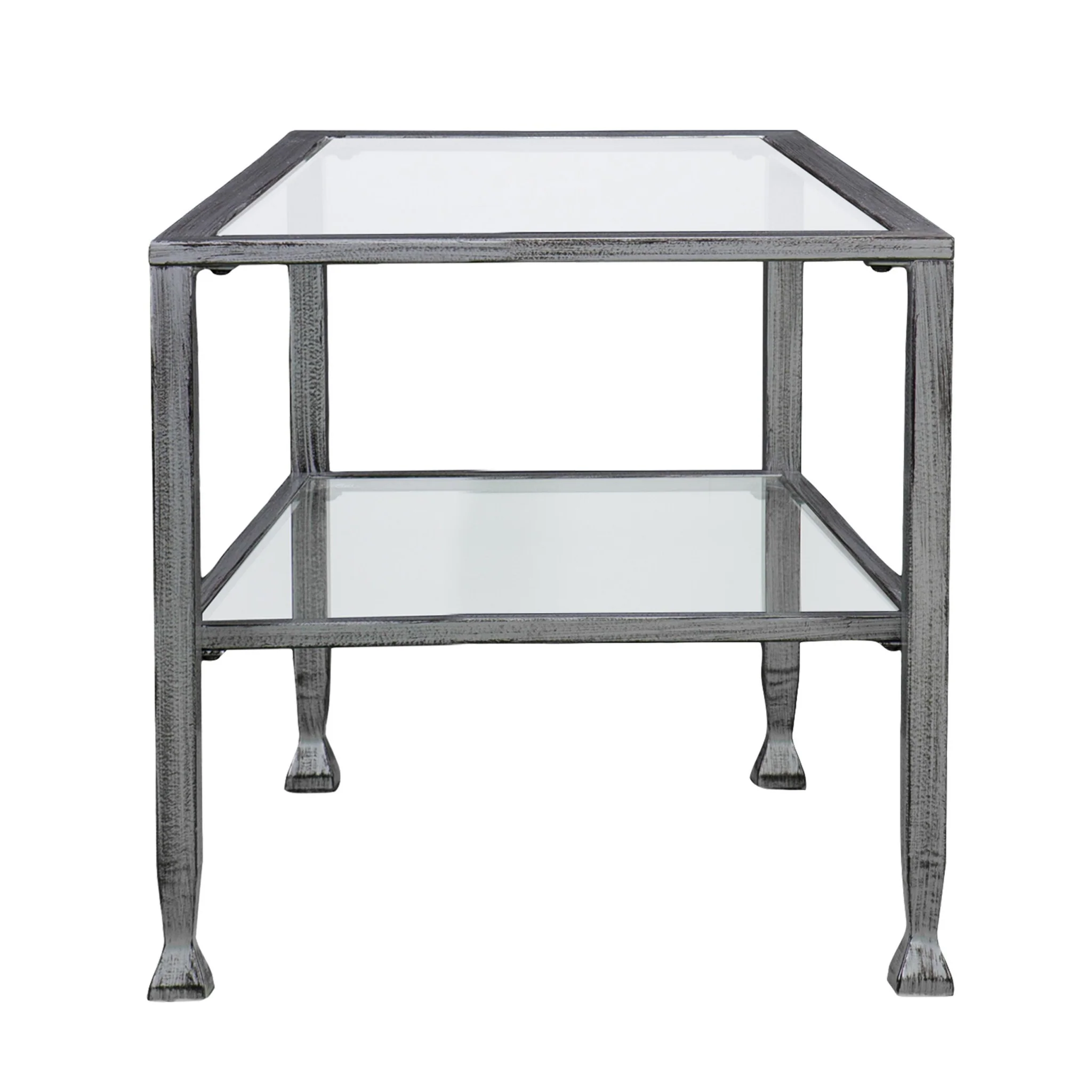 48" Silver Glass And Metal Rectangular Coffee Table By Homeroots - Image 4