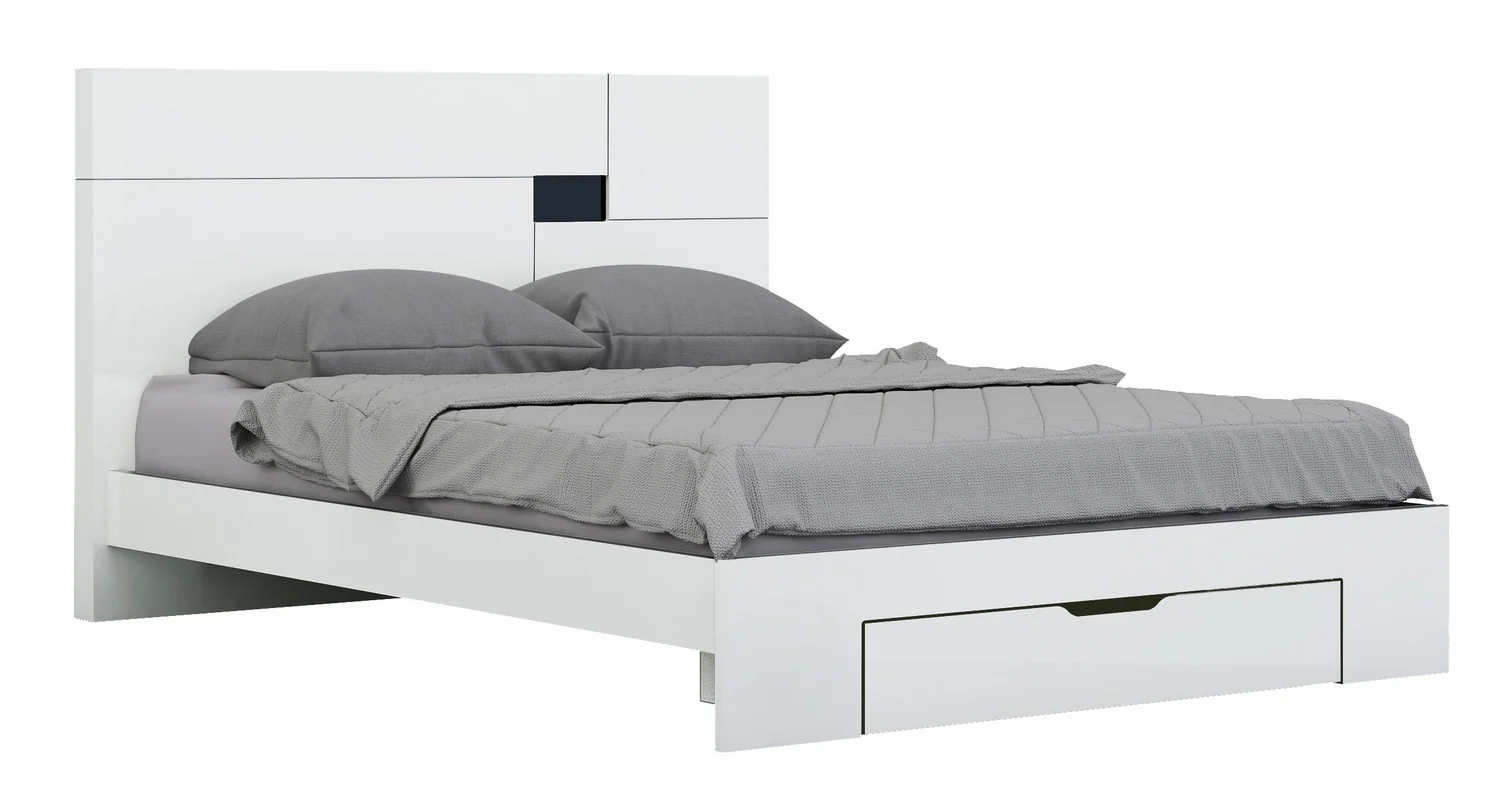 4Pc Eastern King Modern White High Gloss Bedroom Set By Homeroots - 343980 - Image 2