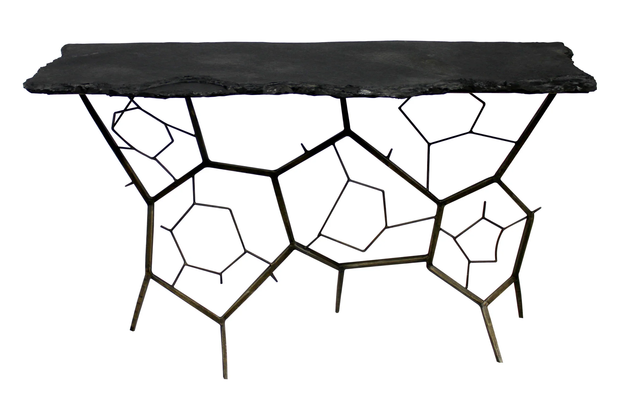 51" Black Stone Abstract Console Table By Homeroots