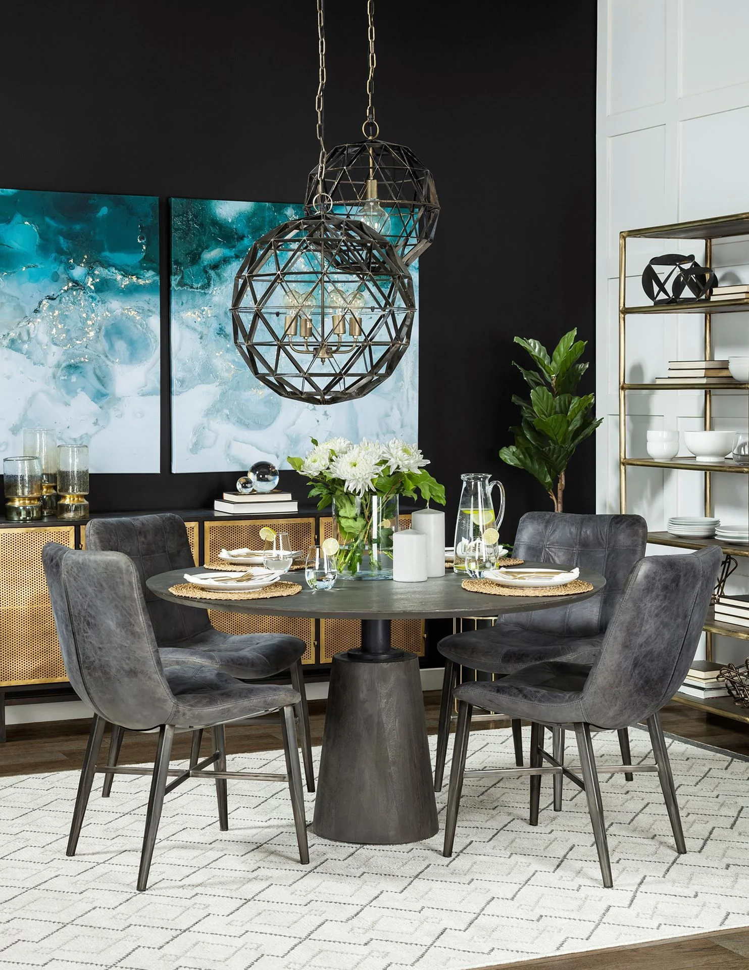 54' Brown Solid Wood Top With Brown Metal And Wood Base Dining Table By Homeroots
