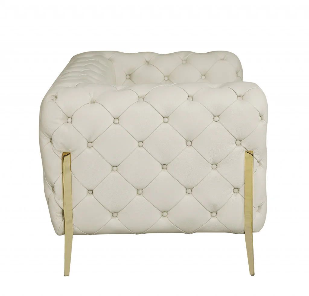 69" Black Tufted Italian Leather and Chrome Love Seat By Homeroots - Image 14