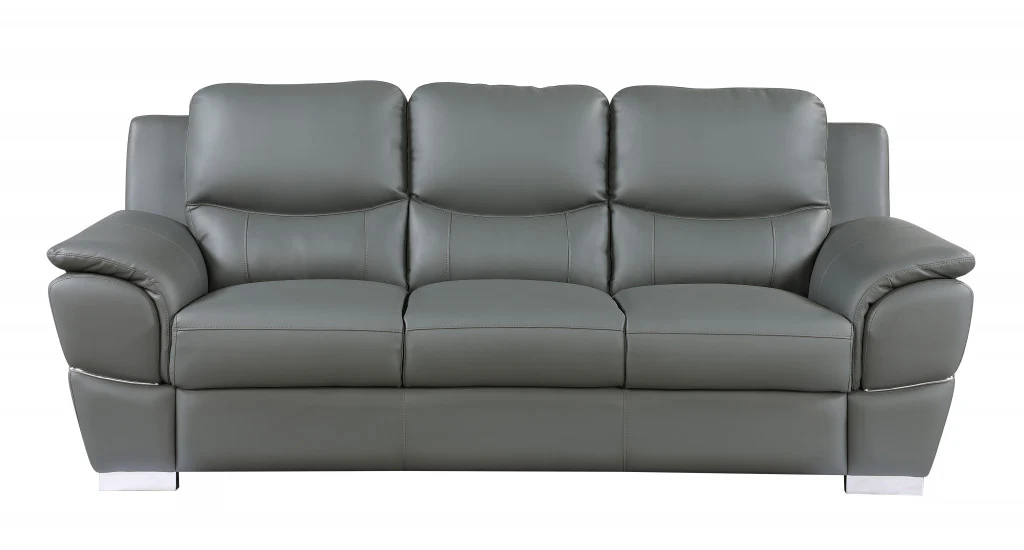 69'" X 34'"  X 35'" Modern Gray Leather Sofa And Loveseat By Homeroots - Image 2