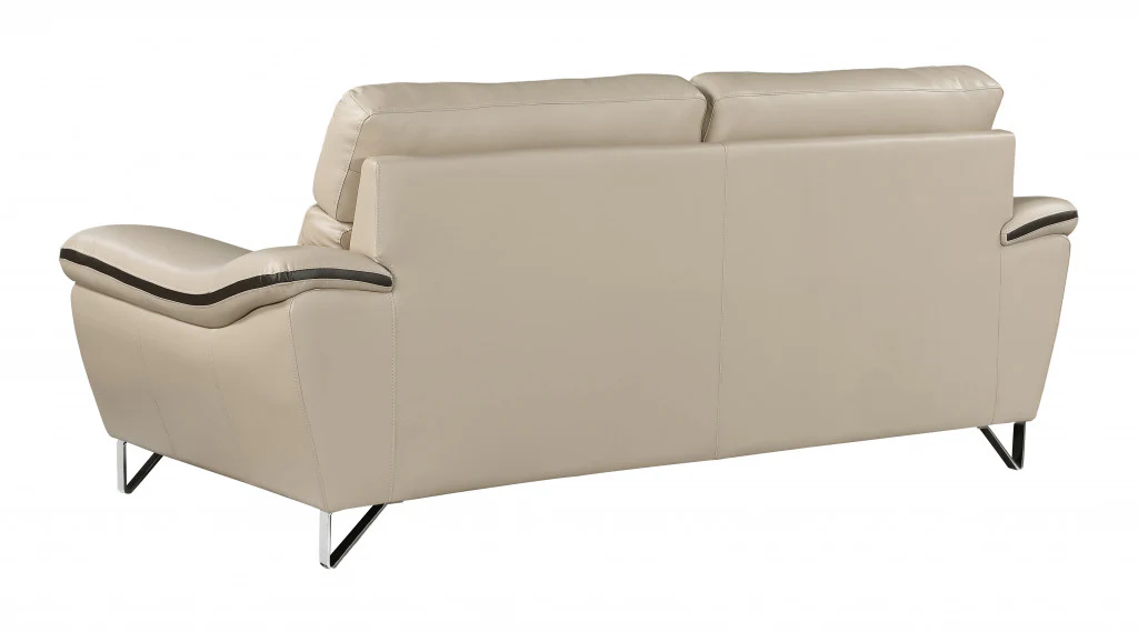 69'" X 36'" X 40'" Modern Beige Leather Sofa And Loveseat By Homeroots - Image 4