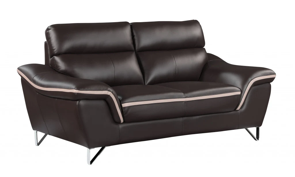 69'" X 36" X 40'" Modern Brown Leather Sofa And Loveseat By Homeroots