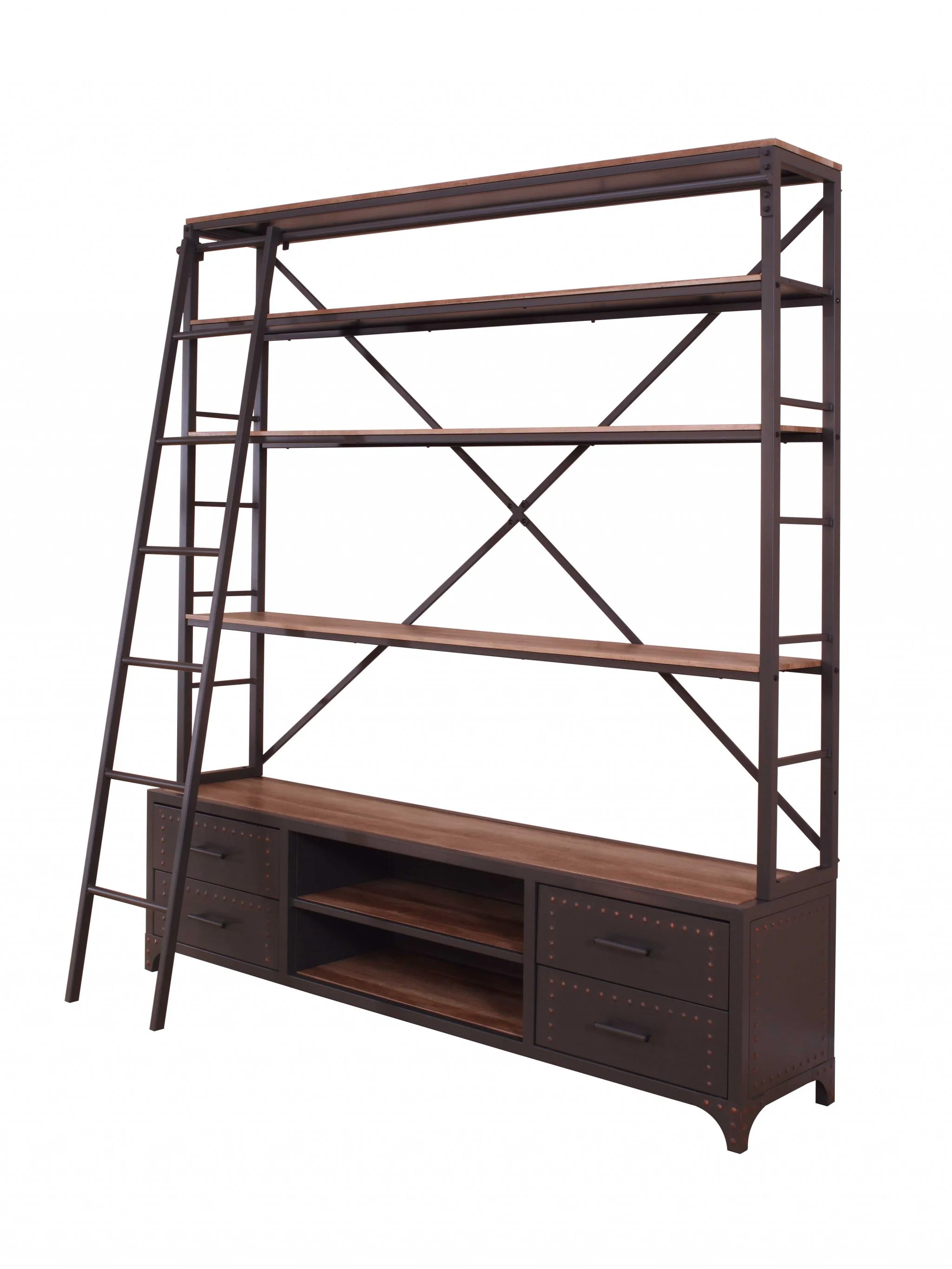74 X 29 X 83 Sandy Gray Metal Tube Bookcase With Ladder By Homeroots