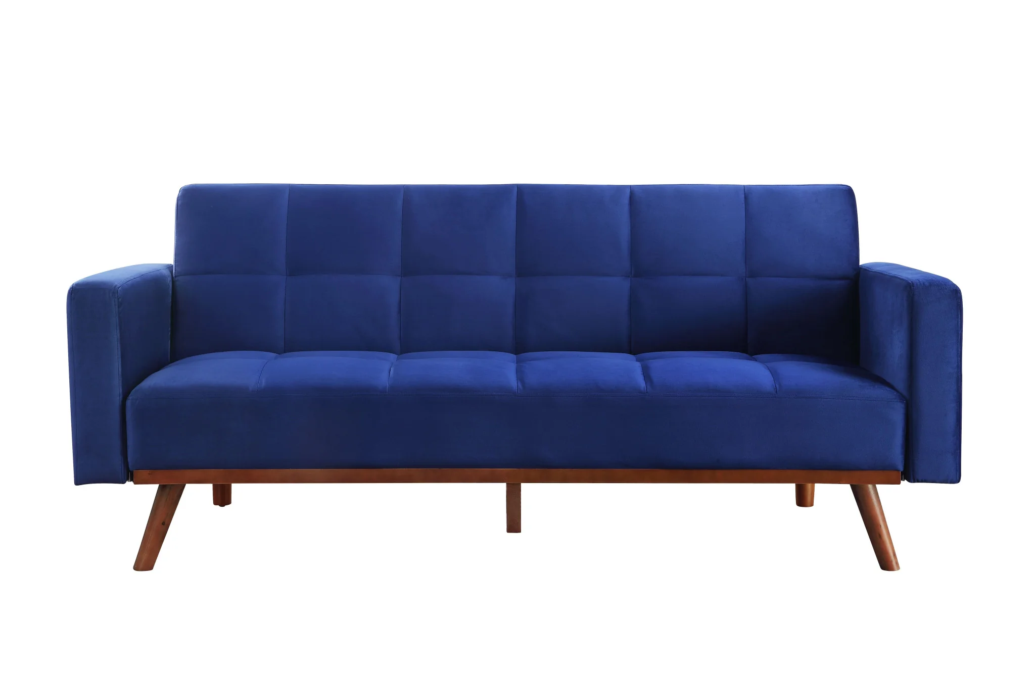 76" Blue Velvet And NAtural Sleeper Sofa By Homeroots