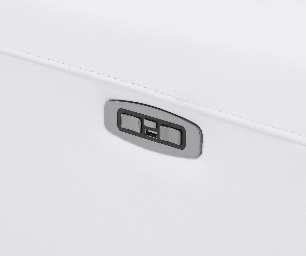 83" White Italian Leather Reclining Sofa By Homeroots - Image 5