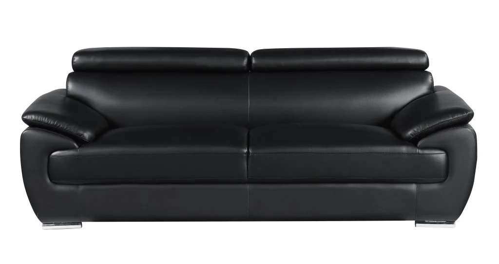 86" Captivating Black Leather Sofa By Homeroots