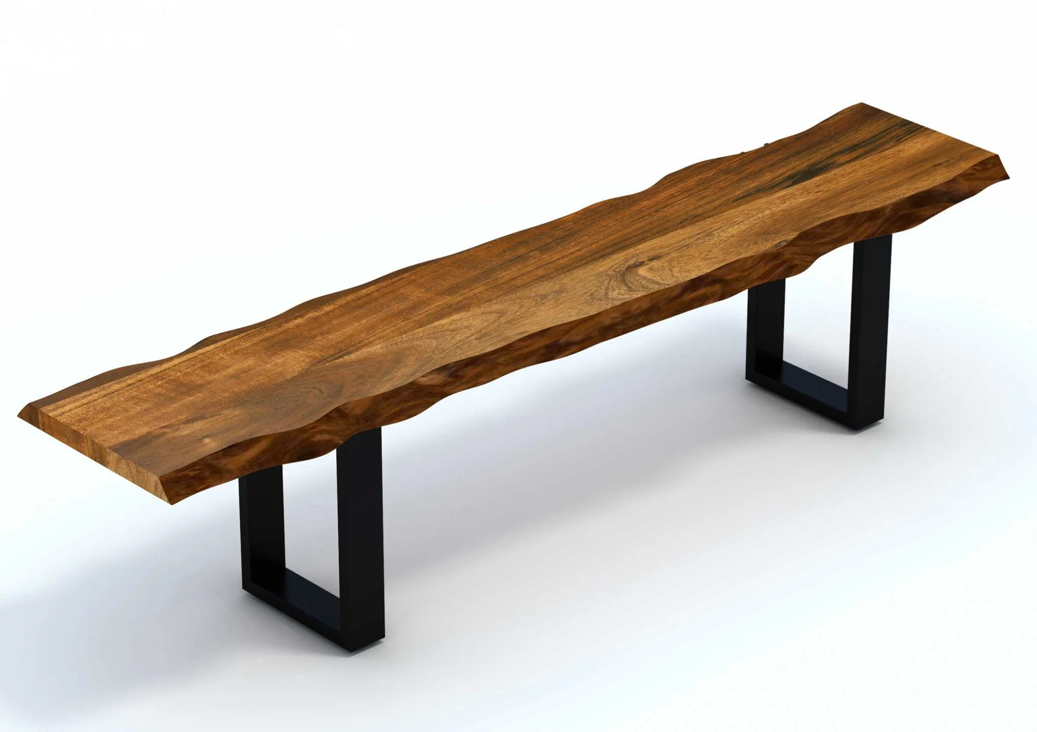 87" Live Edge Acacia Wood Bench With Black Metal Legs By Homeroots