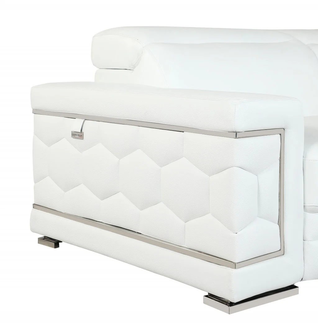 89" Sturdy White Leather Sofa By Homeroots - Image 5