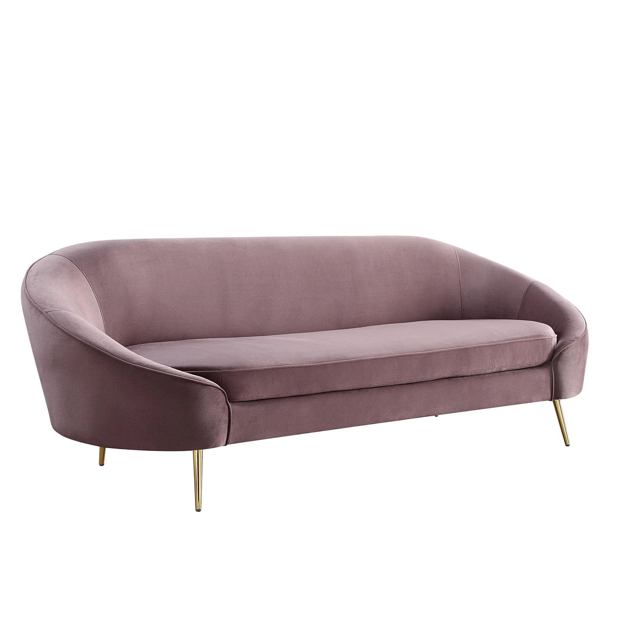 90" Pink Velvet And Gold Sofa By Homeroots