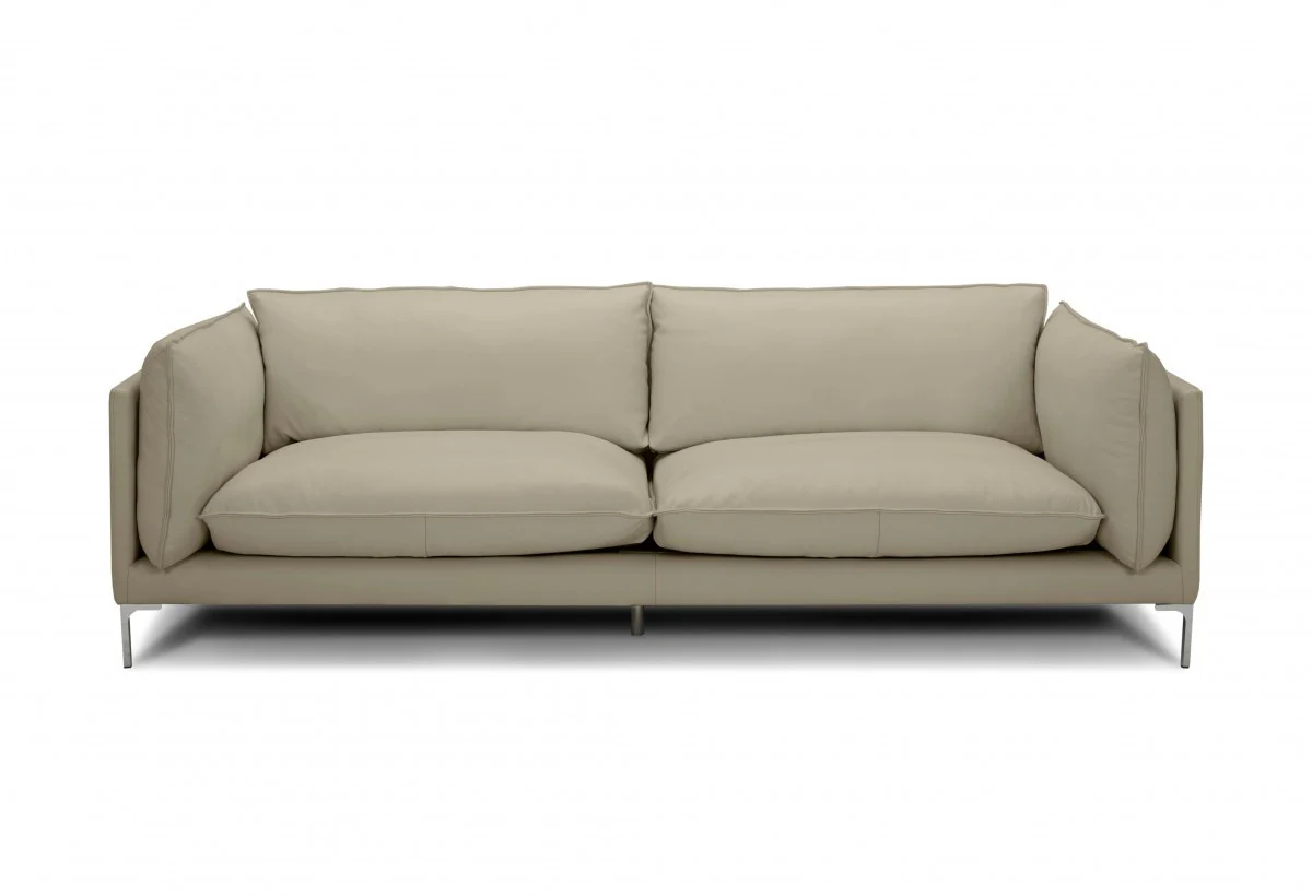 96" Taupe Top Grain Leather Sofa By Homeroots