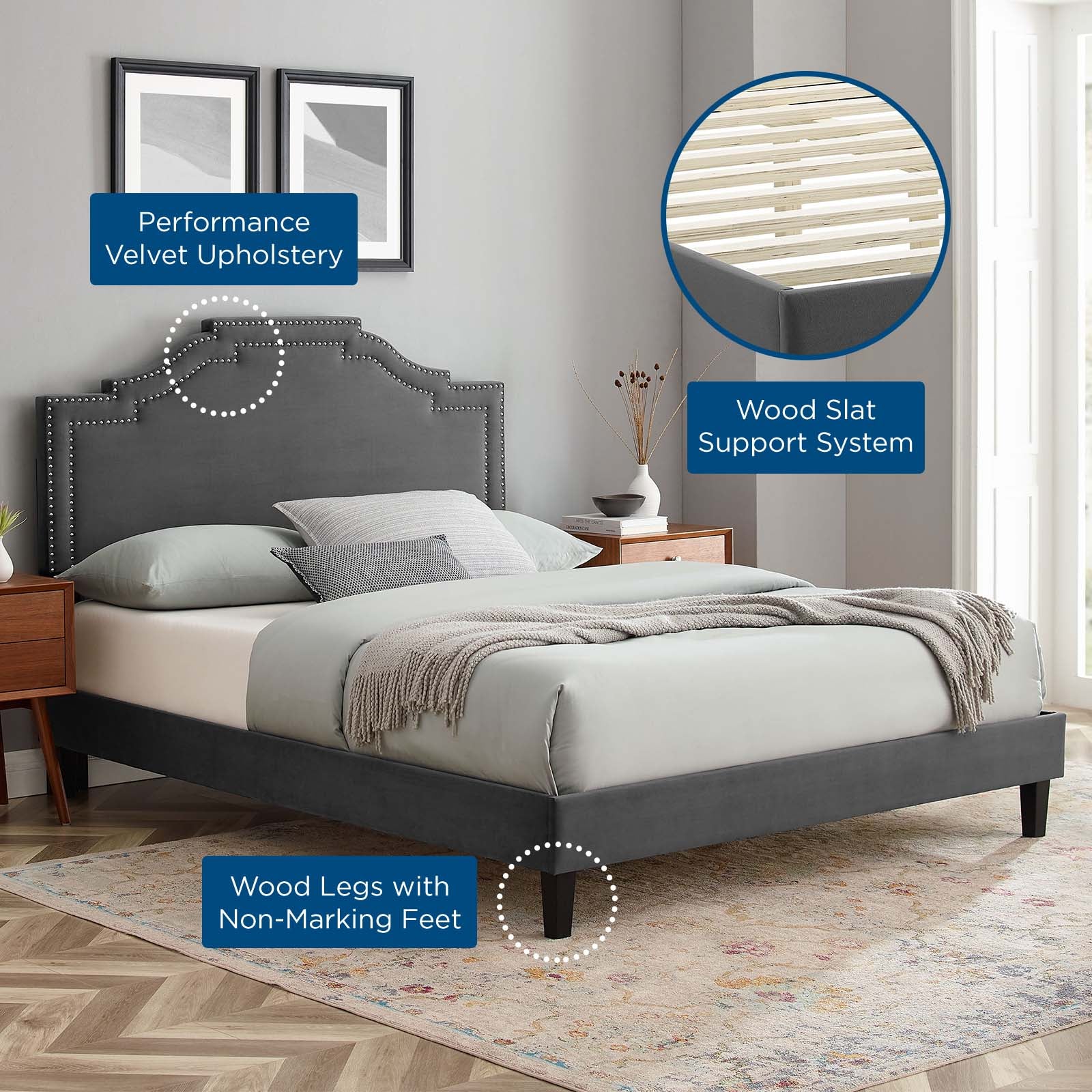 Adelaide Performance Velvet Full Platform Bed By Modway - MOD-6858 - Image 6