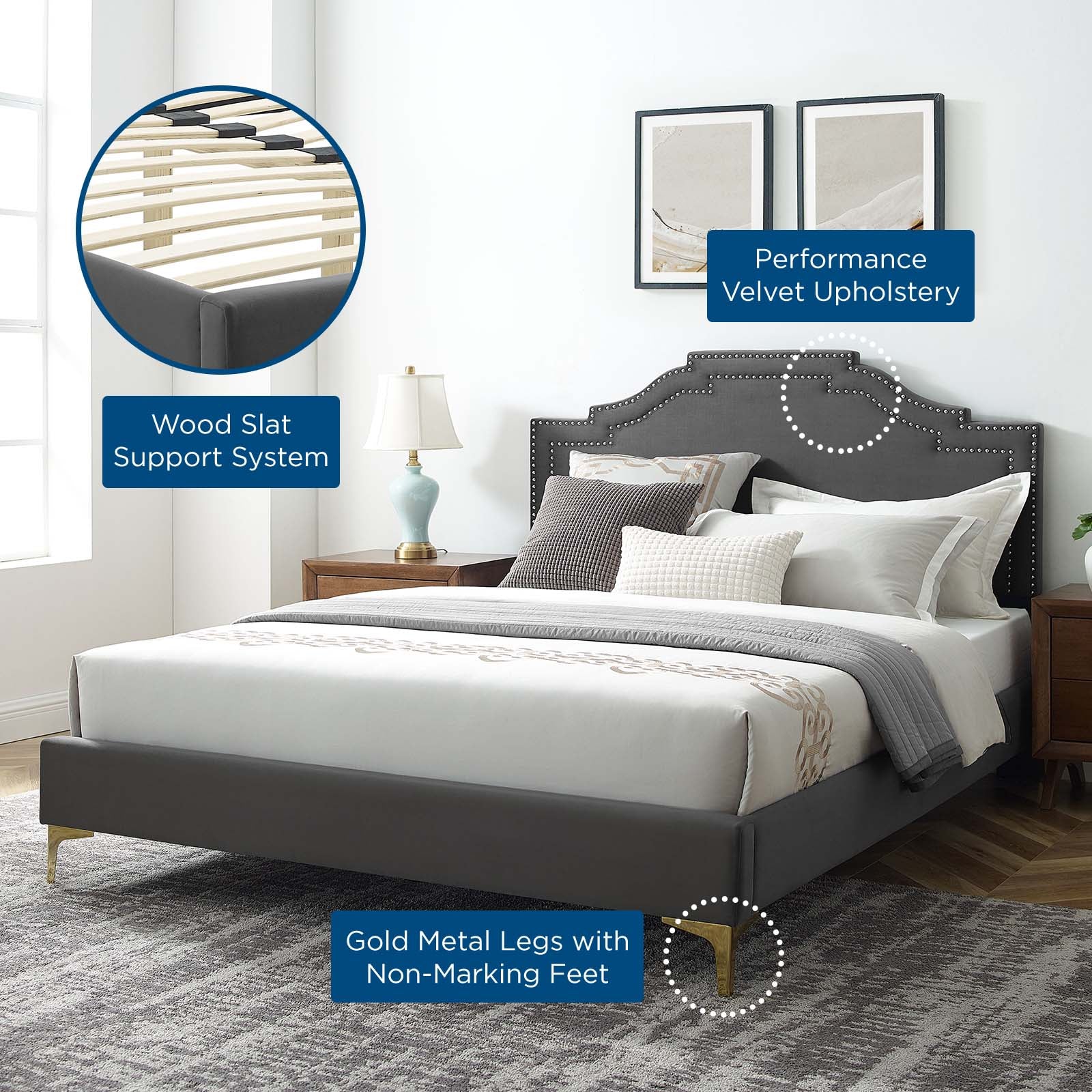 Adelaide Performance Velvet King Platform Bed By Modway - MOD-6862 - Image 7