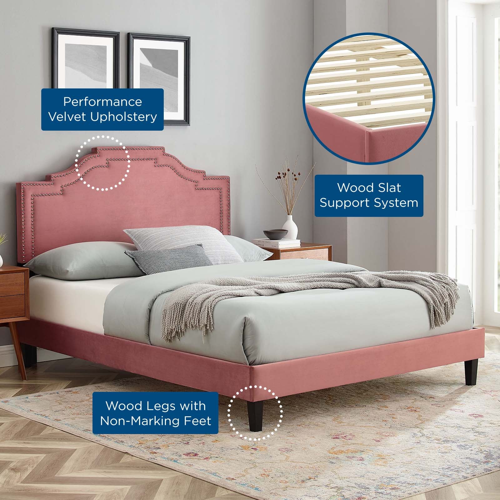 Adelaide Performance Velvet Twin Platform Bed By Modway - MOD-6852 - Image 18