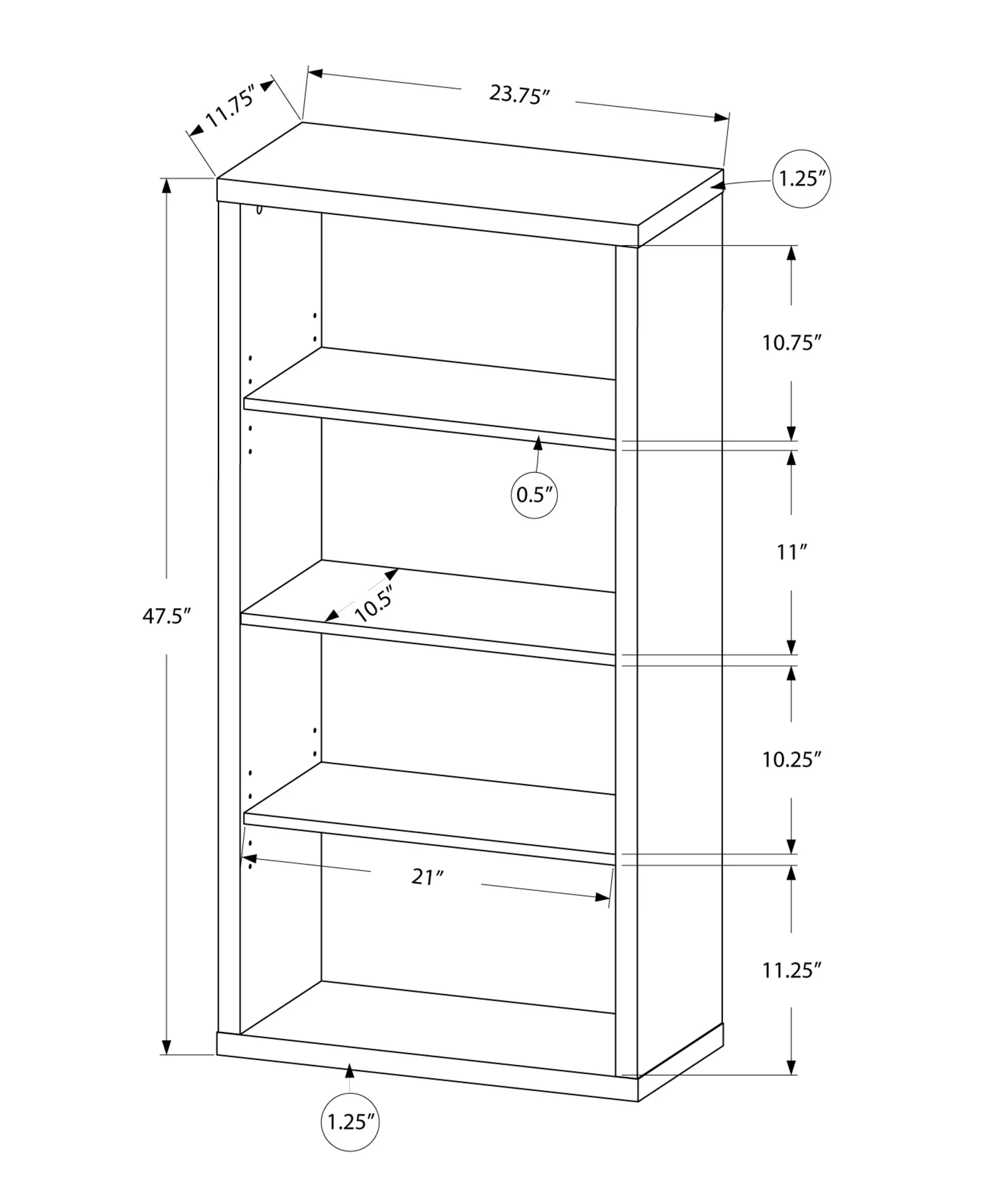 Adjustable Bookshelf By Homeroots - Image 15