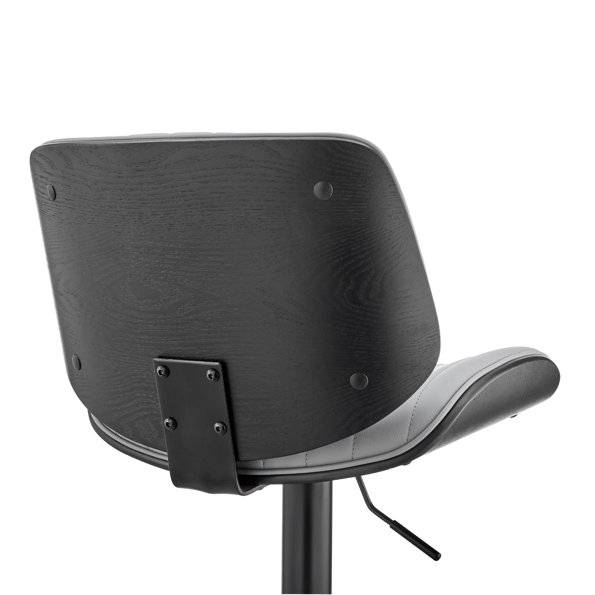 Adjustable Gray Faux Leather Black Steel and Wood Bar Stool By Homeroots - Image 8