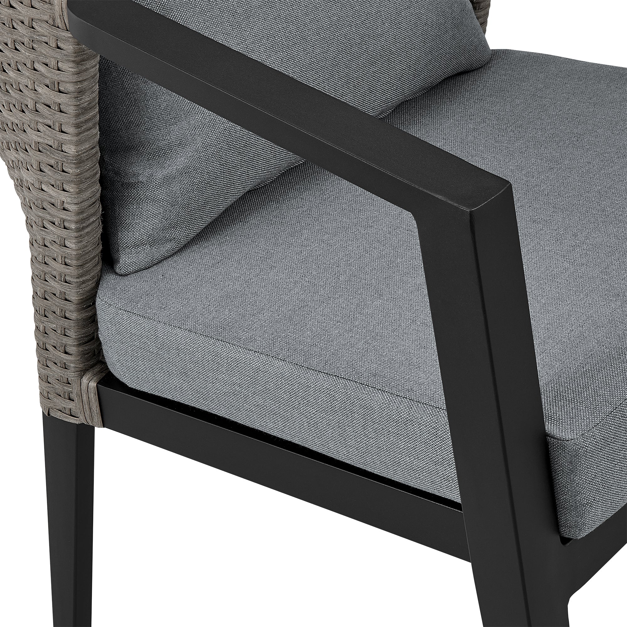 Aileen Outdoor Patio Dining Chairs in Aluminum and Wicker with Grey Cushions - Set of 2 By Armen Living - Image 11